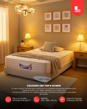 COLCHON HERVAL ESP. 138X188X25 TOP D45 NEW   >5005009