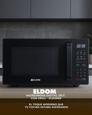 HORNO MICROONDAS ELDOM 25 LTS C/GR. DI. NG> ELD25GDM