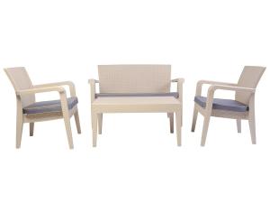JUEGO DE JARDIN ALASKA LOUNGE 2+1+1+MESA CREMA