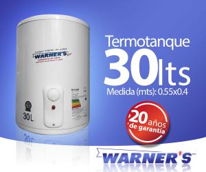 TERMOTANQUE WARNER`S 30L PLUS COBRE RES. PIEDRA