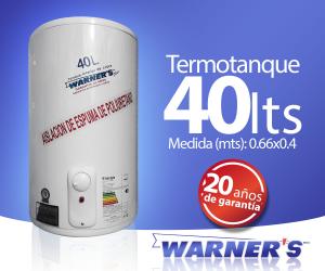 TERMOTANQUE WARNER`S 40L  PLUS COBRE RES. PIEDRA